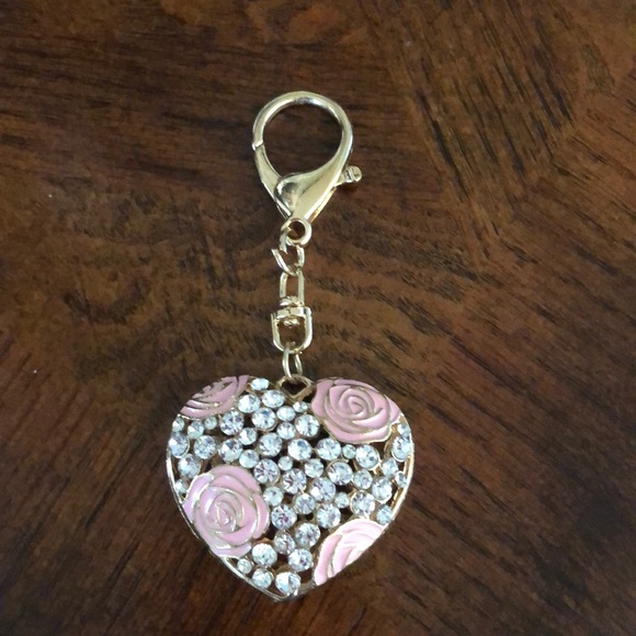 Floral Heart Handbag Rhinestone Keychain - Picture 2 of 6